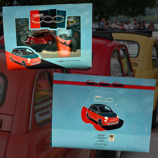 FIAT 500 Cofanetto | Modellino Burago + Shampoo & Shower Gel 200ml
