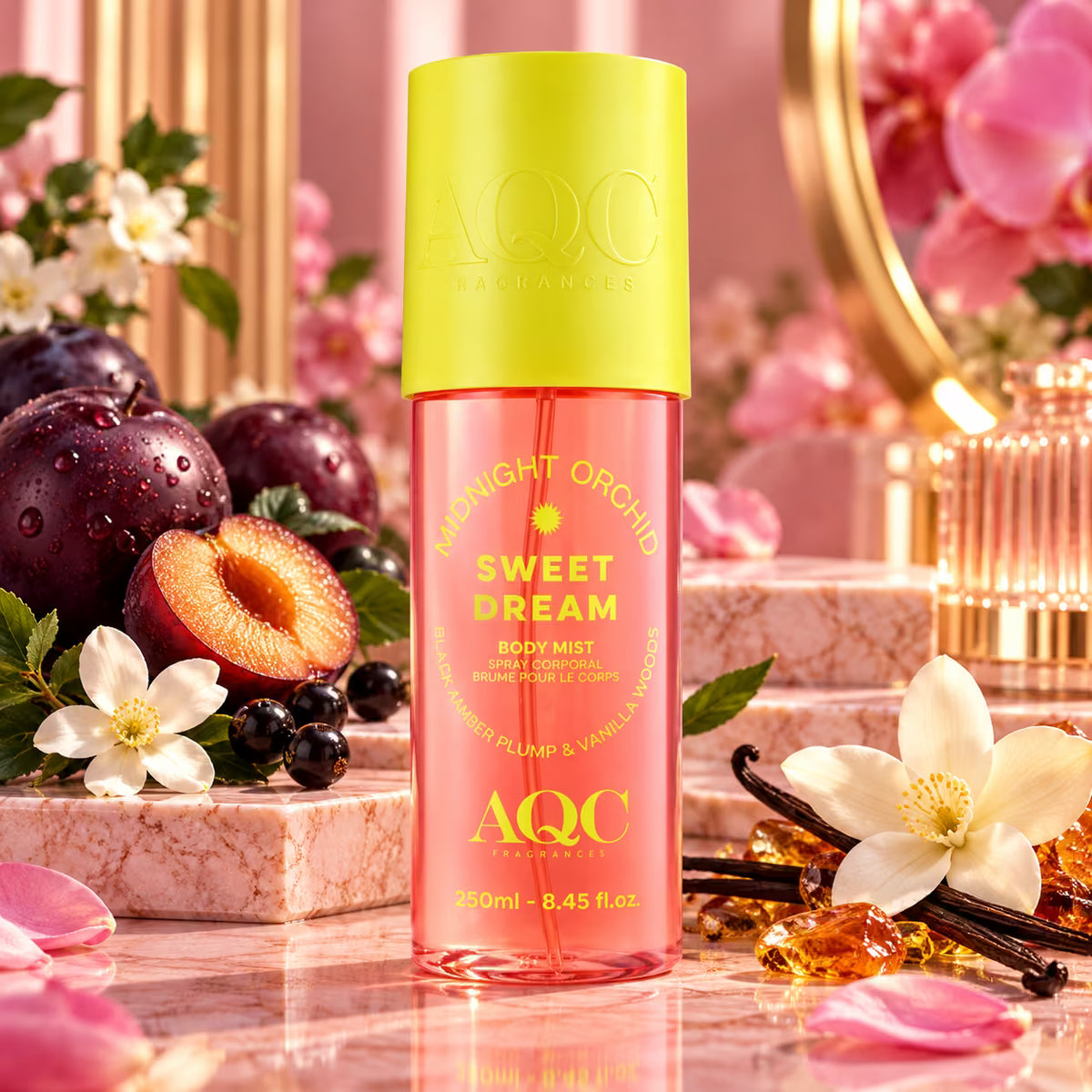 AQC MIDNIGHT ORCHID SWEET DREAM BODY MIST - Spray Corpo Profumato all' Ambra Nera & Legno di Vaniglia 90/250ml