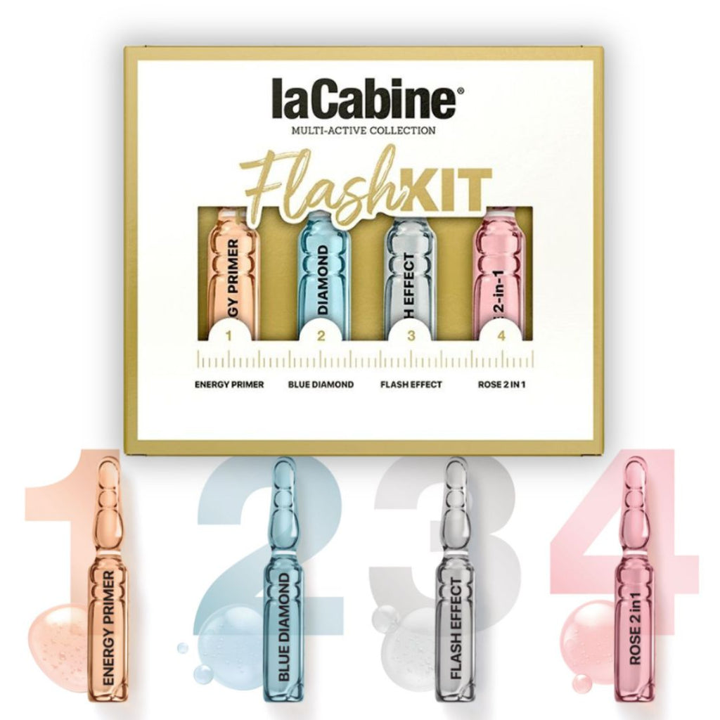LACABINE FLASH KIT 4 FIALE | Prepara, Illumina, Rassoda e aggiunge un tocco di Colore alla Pelle