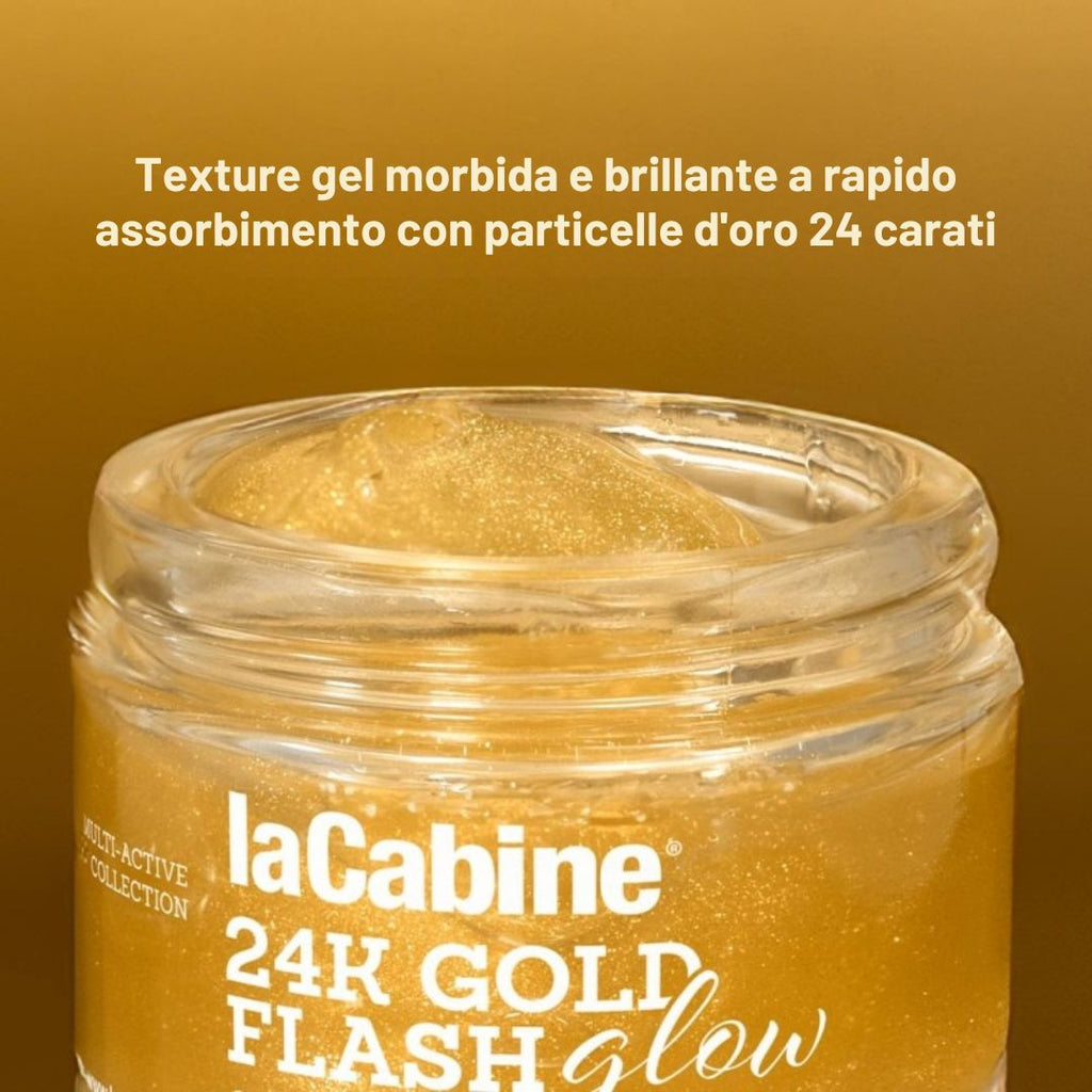 LACABINE CREMA VISO ORO 24K FLASH GLOW | Tripla Azione - Effetto Lifting, dona Luminosità e attenua le Rughe
