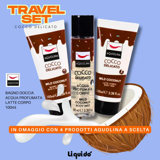 TRAVEL SET 100ML - Cocco Delicato | Bagno Doccia, Latte Corpo, Acqua Corpo Profumata