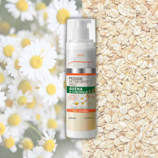 MOUSSE DETERGENTE VISO AVENA & CAMOMILLA - PELLI SENSIBILI | Emolliente, Idratante e Lenitiva