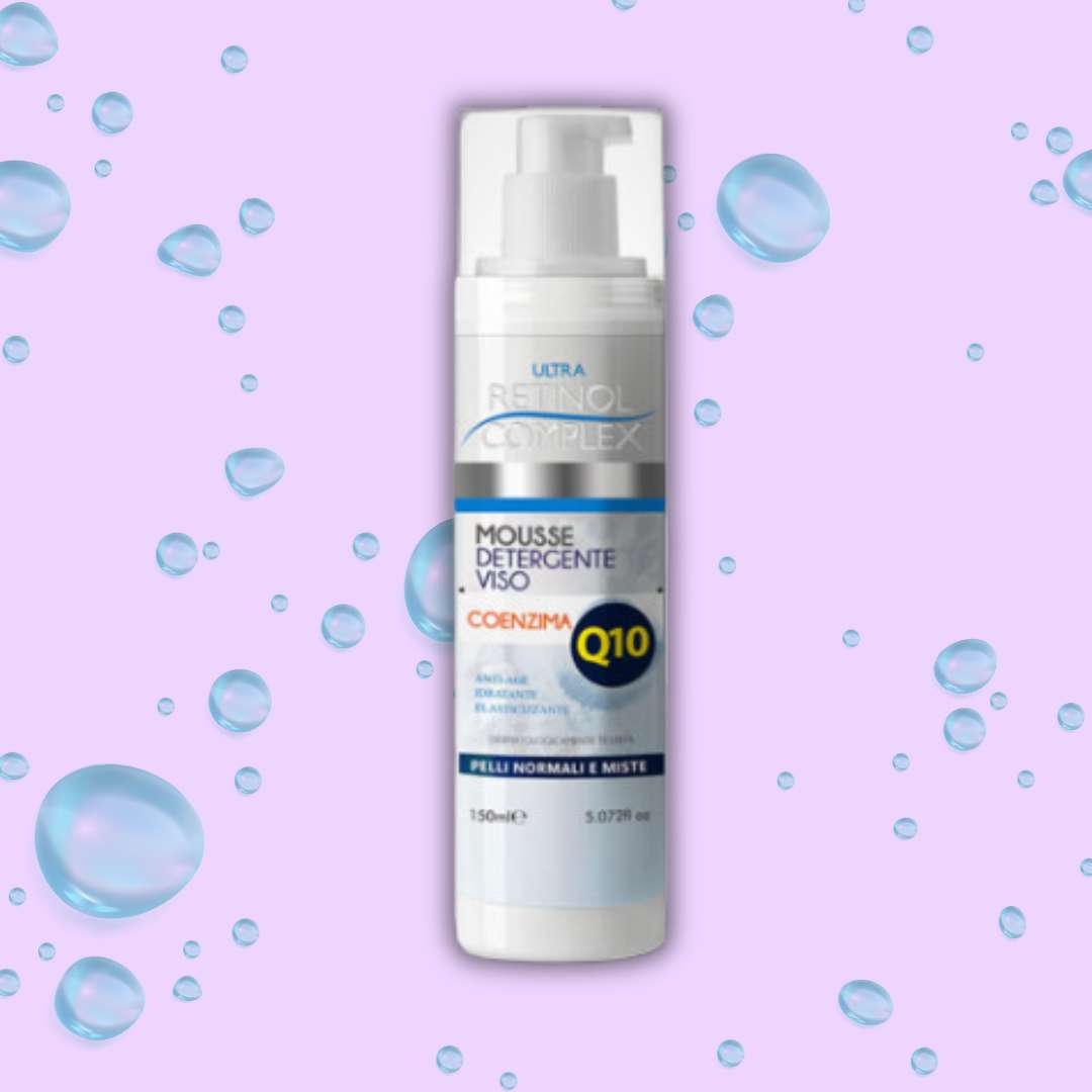 MOUSSE DETERGENTE VISO COENZIMA Q10 - PELLI NORMALI E MISTE | Anti-Age, Idratante, Elasticizzante