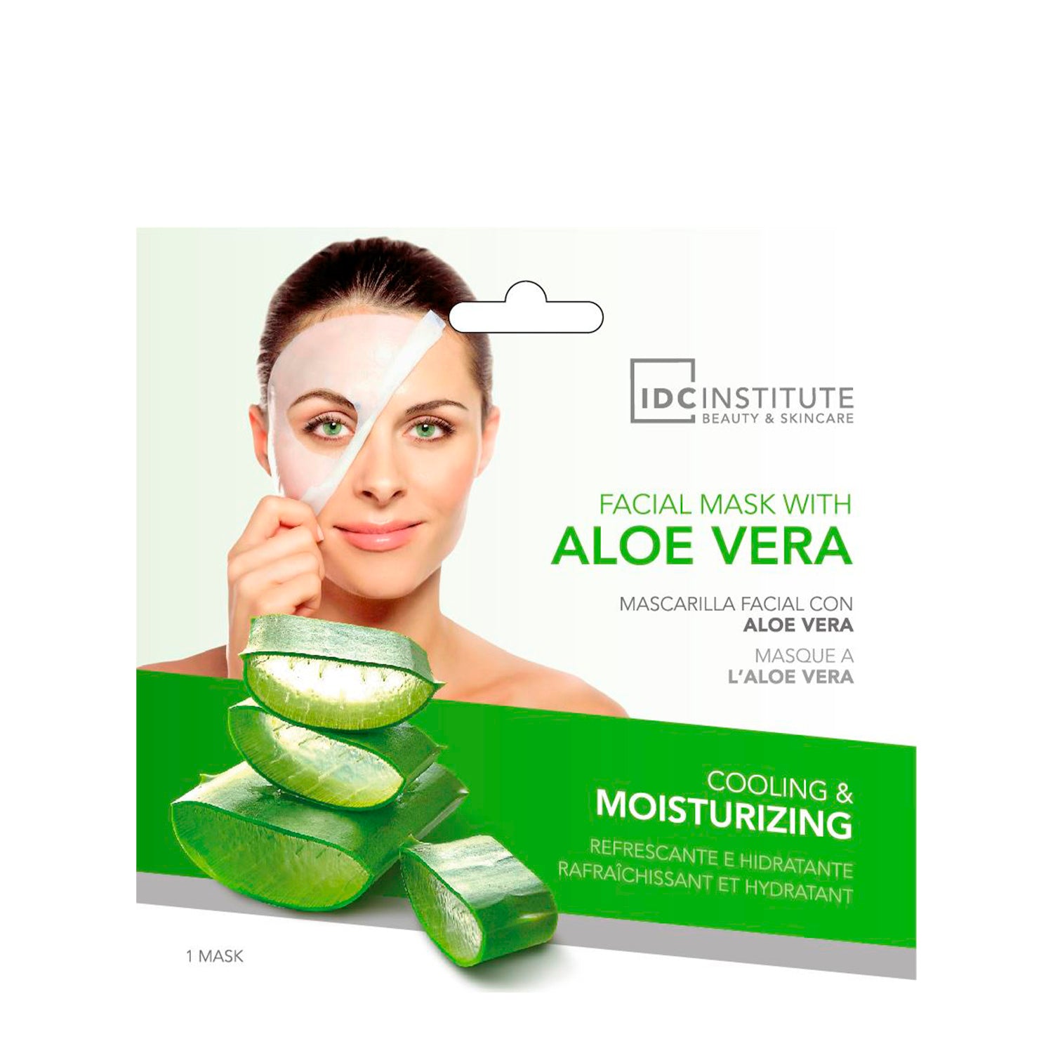 IDC - MASCHERA VISO IN CARTA BIODEGRADABILE CON ALOE VERA - Effetto rinfrescante e idratante