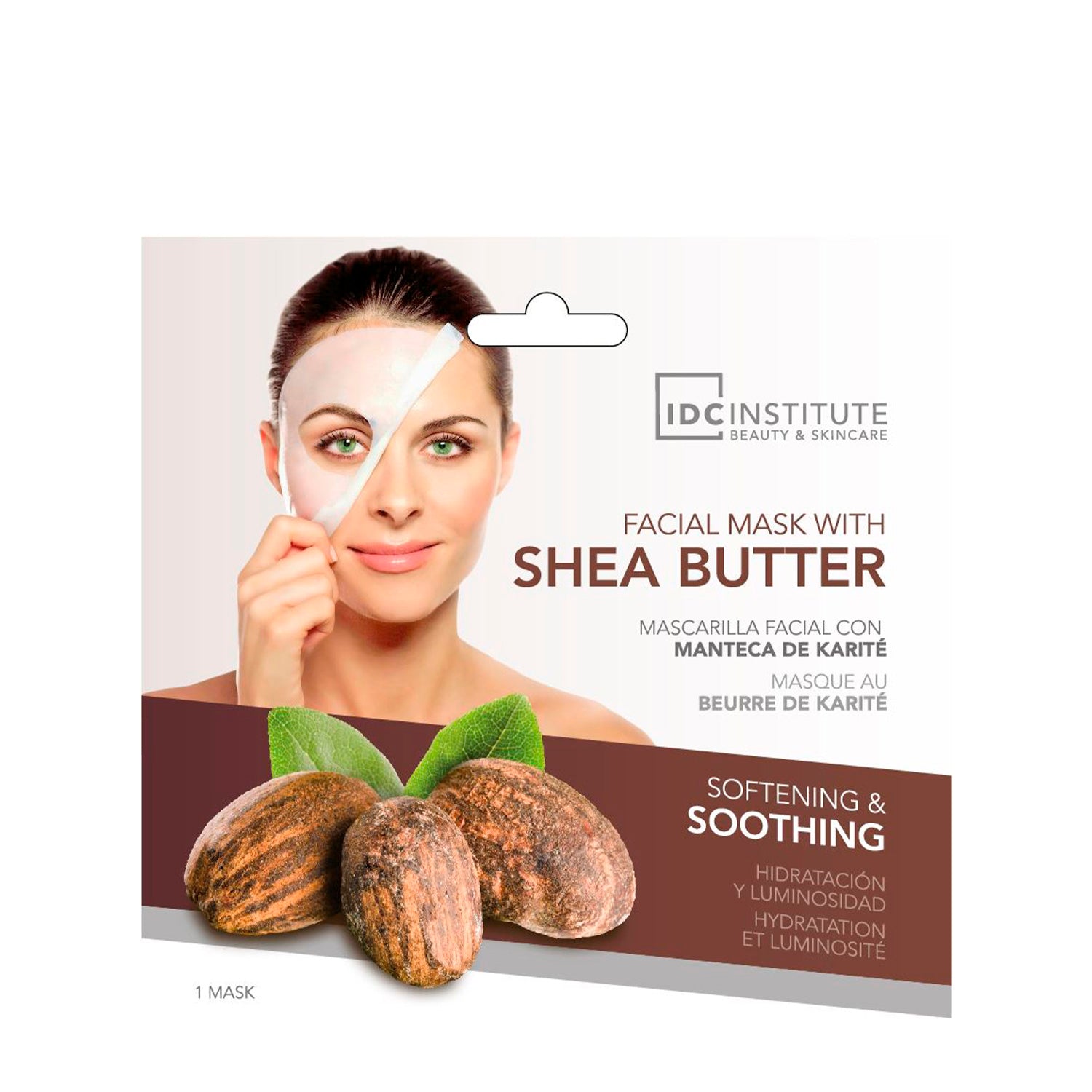 IDC - MASCHERA VISO IN CARTA BIODEGRADABILE AL BURRO DI KARITÈ - Effetto lenitivo e ammorbidisce