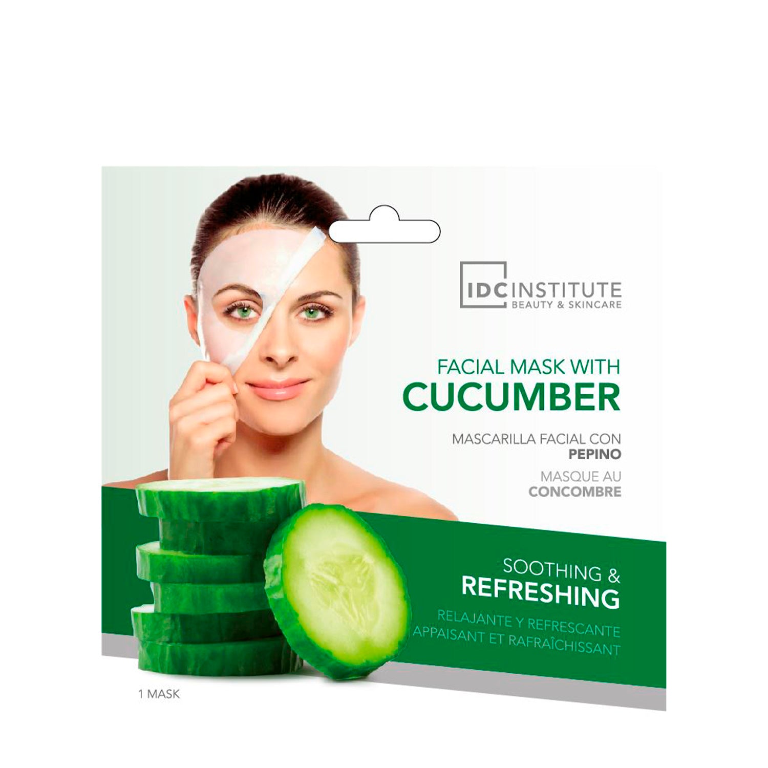 IDC - MASCHERA VISO IN CARTA BIODEGRADABILE AL CETRIOLO - Effetto rilassante e rinfrescante