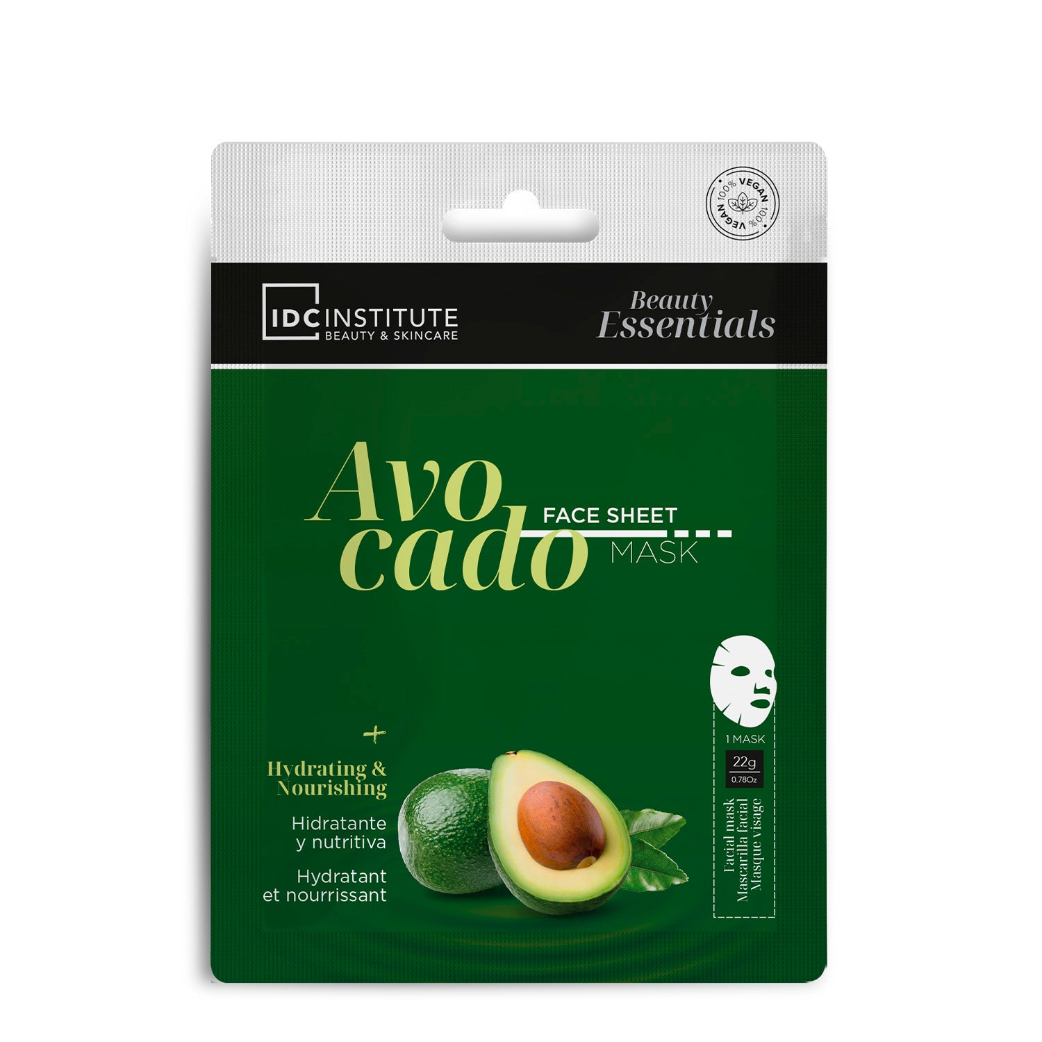 IDC - MASCHERA VISO VEGANA IN CARTA ALL' AVOCADO - Idratante e Nutritiva