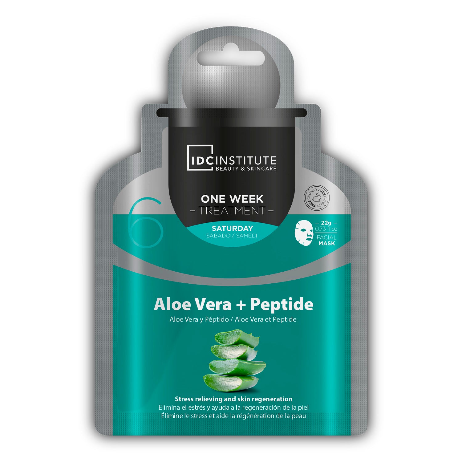 IDC - One Week Treatment | MASCHERA VISO IN CARTA ALL'ALOE VERA E PEPTIDI - Aiuta a rigenerare la pelle e a ridurre lo stress