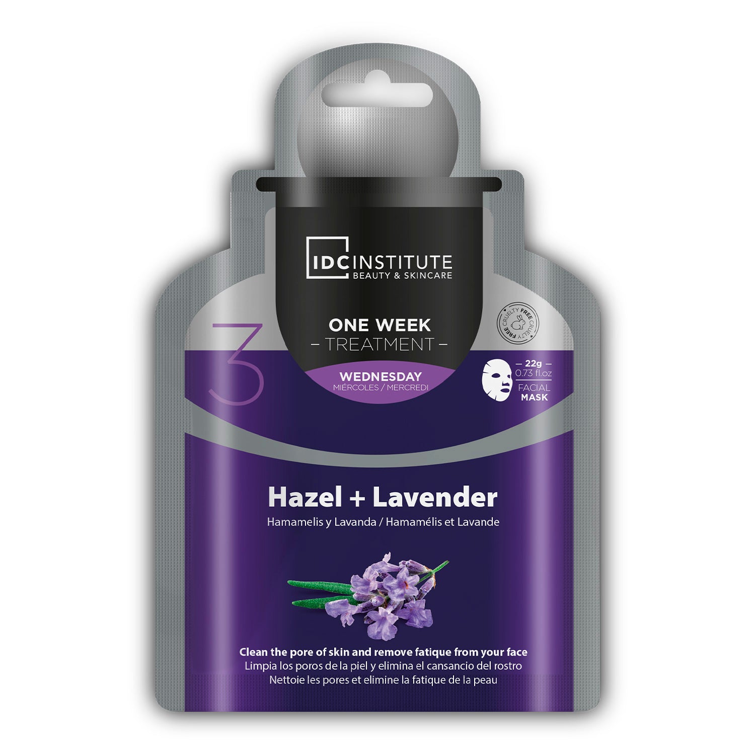 IDC - One Week Treatment | MASCHERA VISO IN CARTA ALL'AMAMELIDE E LAVANDA - Pulisce e purifica i pori ed elimina i segni di stanchezza