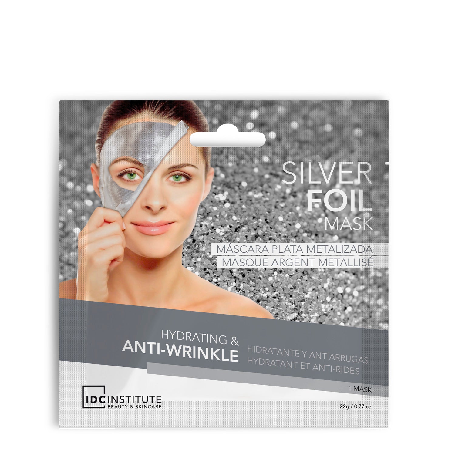IDC - MASCHERA VISO ARGENTATA IDRATANTE E ANTIRUGHE - Con acido ialuronico ed estratti vegetali