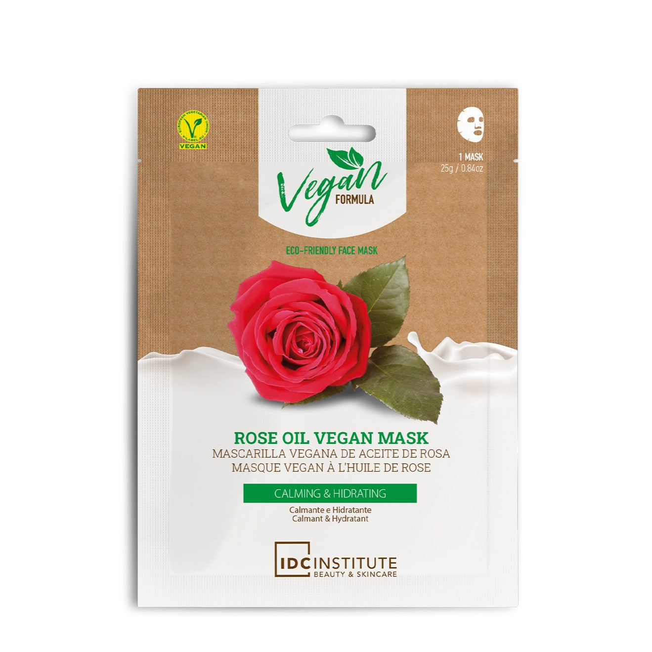 IDC - MASCHERA VISO VEGANA ALL'OLIO DI ROSA - Effetto calmante e idratante