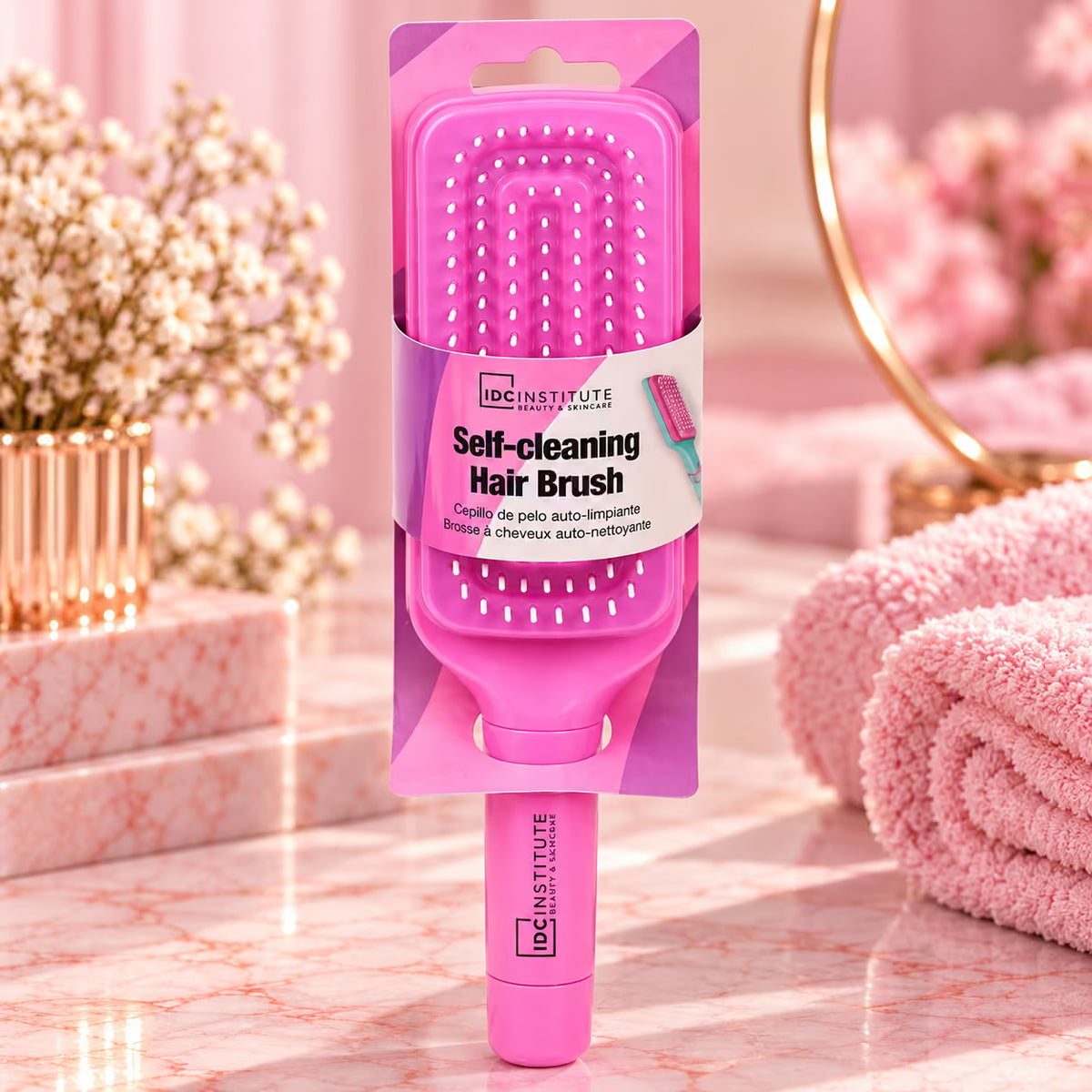 IDC INSTITUTE SELF CLEANSING HAIR BRUSH - Spazzola Autopulente per Capelli Easy Clean 2 Colori