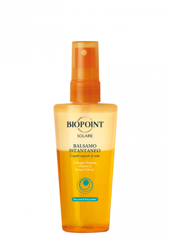 BIOPOINT BALSAMO ISTANTANEO - Un prezioso trattamento senza risciacquo contro l’azione dissecante di sole e mare. I capelli sono idratati in profondità, lucenti e leggeri