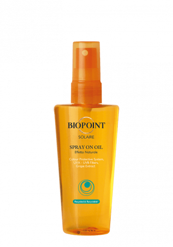 BIOPOINT SPRAY ON OIL - Uno speciale olio dalla formulazione leggera che dona protezione ai capelli garantendo un effetto naturale, protegge il capello da viraggi di colore - Liquidò