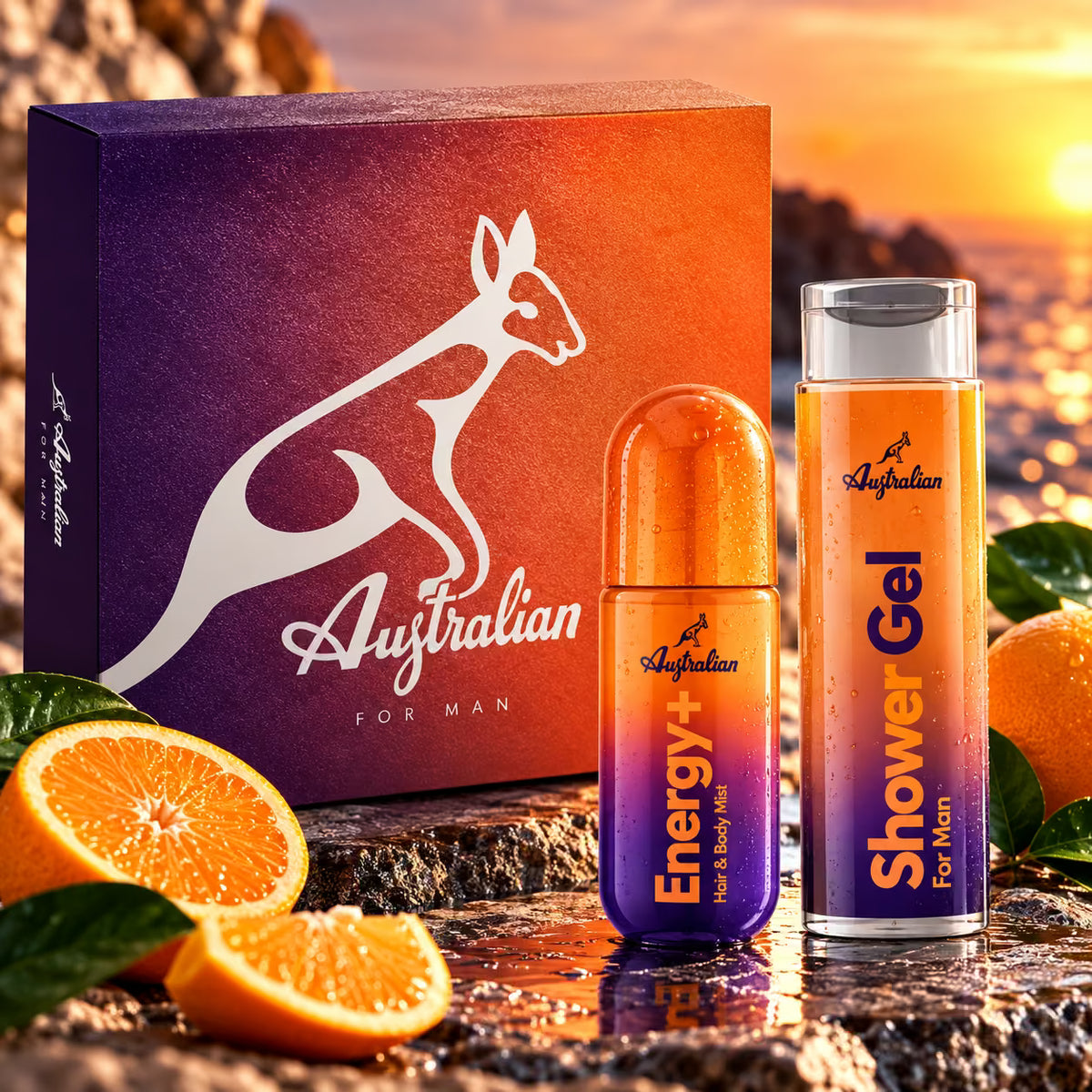 AUSTRALIAN FOR MAN ENERGY+ORANGE SET - Body Mist 100ml + Shower Gel 250ml