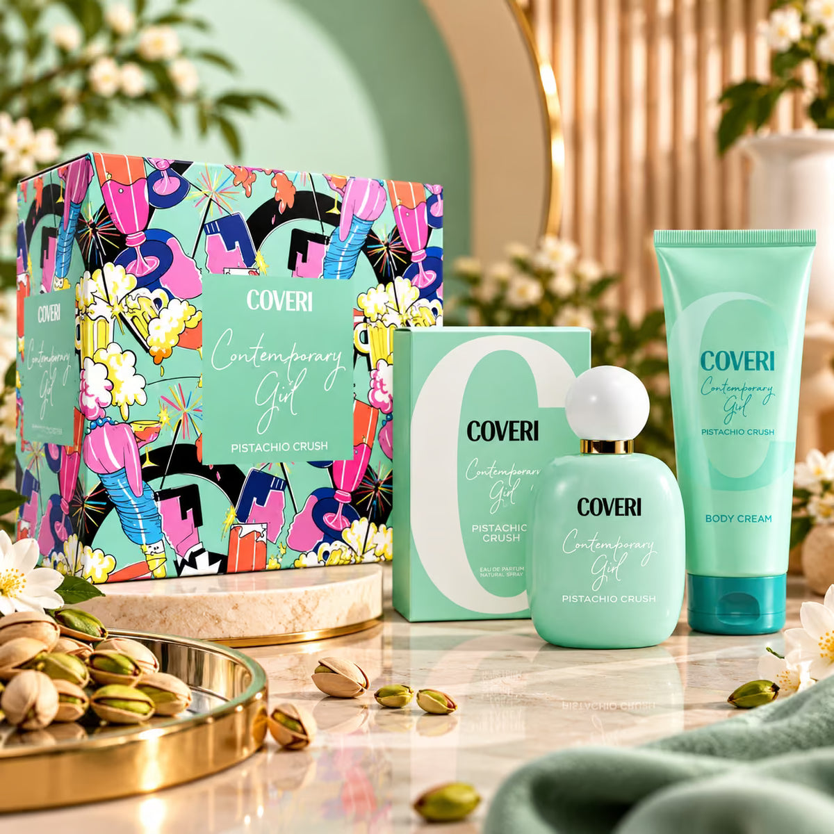 ENRICO COVERI | Cofanetto Contemporary Girl Pistachio Crush - Eau De Parfum 100ml + Body Cream 200ml