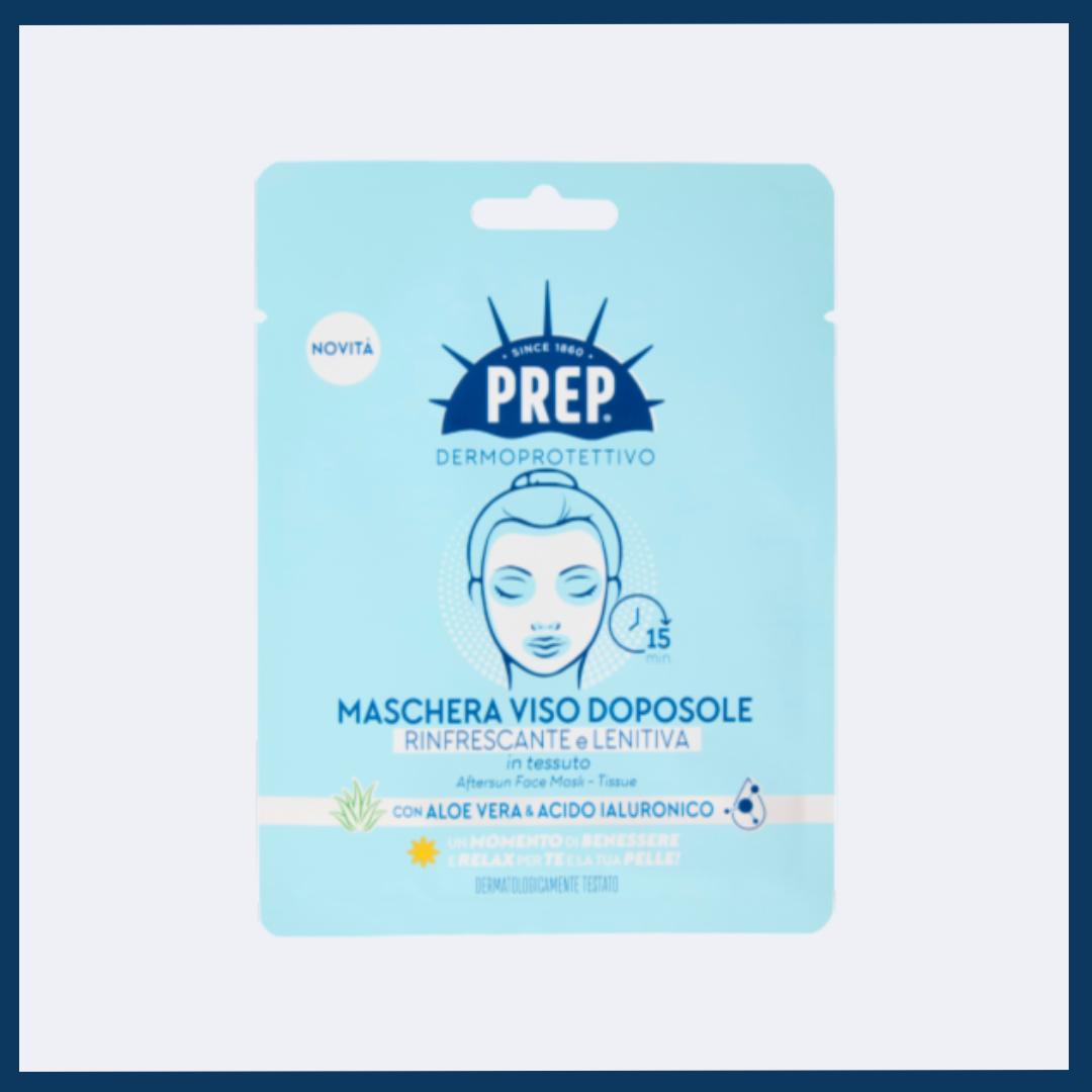 MASCHERA VISO TESSUTO DOPOSOLE RINFRESCANTE e LENITIVA - con Aloe Vera e Acido Ialuronico