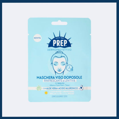 MASCHERA VISO TESSUTO DOPOSOLE RINFRESCANTE e LENITIVA - con Aloe Vera e Acido Ialuronico
