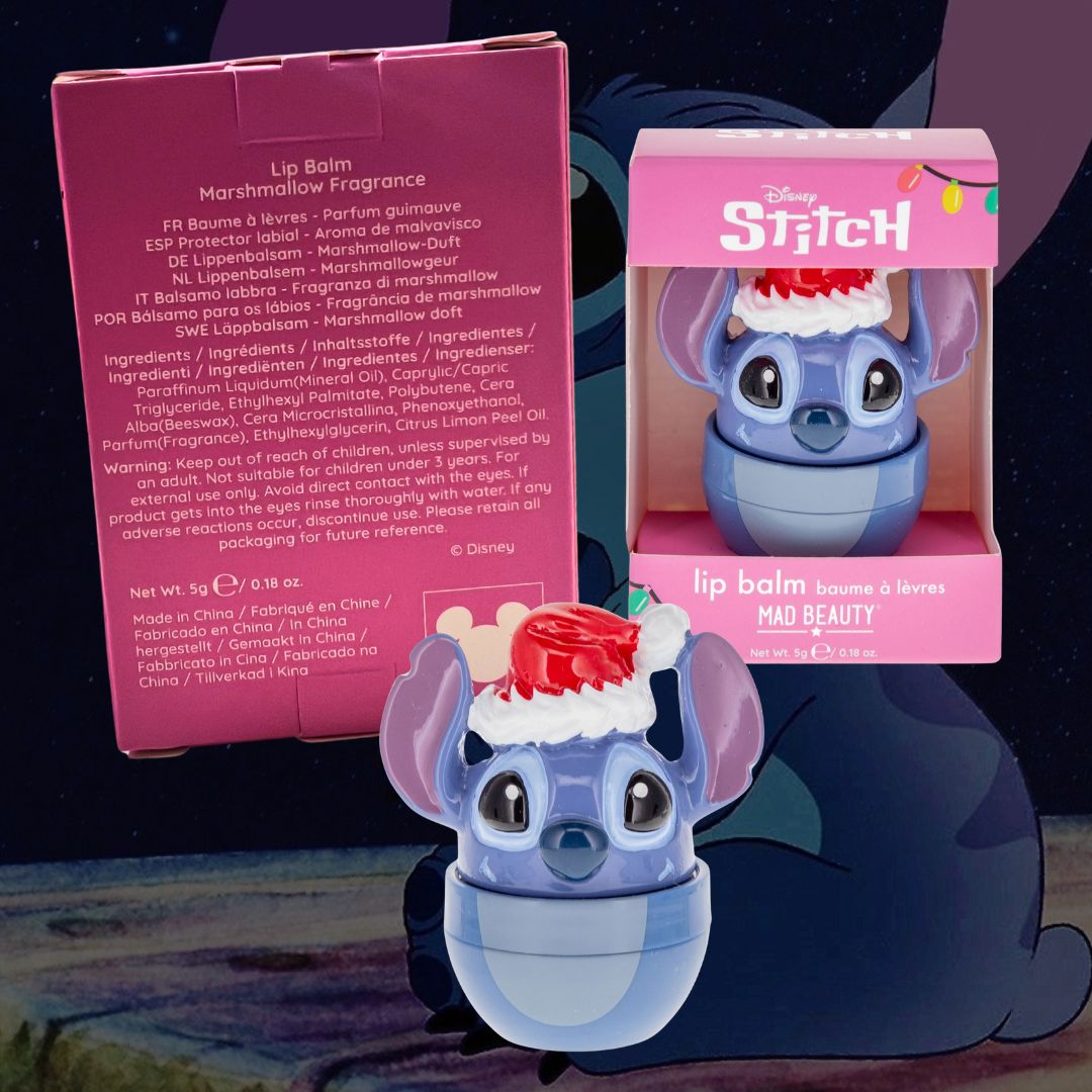 DISNEY STITCH CHRISTMAS LIP BALM - Balsamo Labbra Idratante Marshmallow